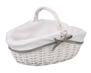 Biały Kosz Wiklinowy Z Uchwytem 39x27x14/18/27 Cm