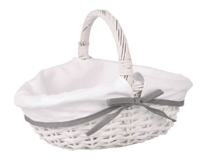 Biały Kosz Wiklinowy Z Uchwytem 33x26x9/13/22 Cm