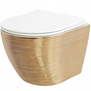 Misa Wc Podwieszana Carlo Flat Brush Gold Rimless