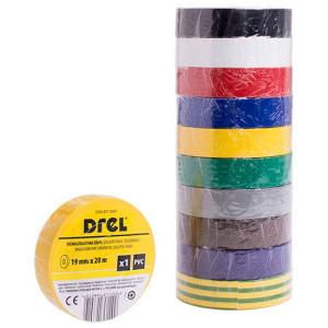 Taśma Izolacyjna Drel 19mm X 20m - Mix Kolorów 10szt.
