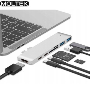 Adapter 7w1 HUB USB-C HDMI 4K SD Macbook Pro / Air