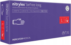 RĘKAWICE rękawiczki nitrylowe nitrylex beFree long L 100 s.