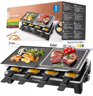 Grill Elektryczny 10W1 Kamienny 8 Patelni Raclette