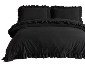 Pościel bawełniana BLACK/200x220(P) STONEWASHED