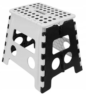 TABORET SKŁADANY ANTYPOŚLIZGOWY 32 cm biało czarny