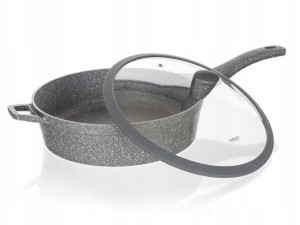 PATELNIA GŁĘBOKA z pokrywą ALUMINIUM 28 cm GRANITE