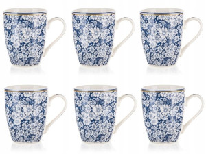 KUBEK CERAMIKA 6 x 340 ml FLOWER kwiaty BANQUET