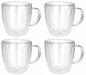 KUBEK szklanka filiżanka PODWÓJNE ŚCIANKI 4x180ml