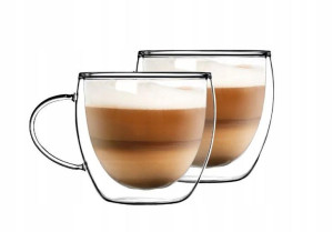 Szklanka Filiżanka Kubek Podwójne Szkło 2 X 250 Ml