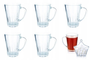 KOMPLET 6x 250 ml SZKLANKA + Cukierniczka LUMINARC