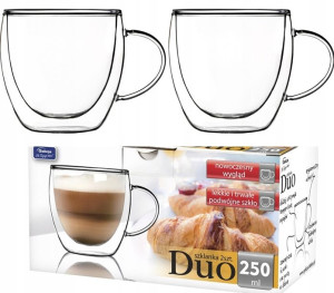 SZKLANKA TERMICZNA podwójna ścianka 2x 250ml kubek