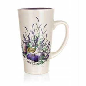 WYSOKI CERAMICZNY KUBEK lawenda 450 ml z uchem