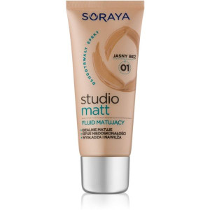 Soraya Studio Matt Fluid matujący - 01 JASNY BEŻ Nowy Soraya kremowa inne ś
