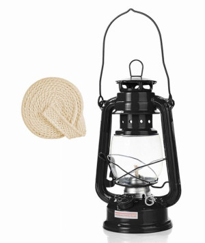 Czarna Lampa Naftowa 24cm + Knot 0,5m Uchwyt