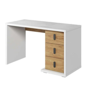 Biurko KOMPUTEROWE, SIMI, biel, hikora naturalna, MAT 125x55x75cm