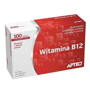 Apteo Witamina B12 100 tabletek - Długi termin ważności!