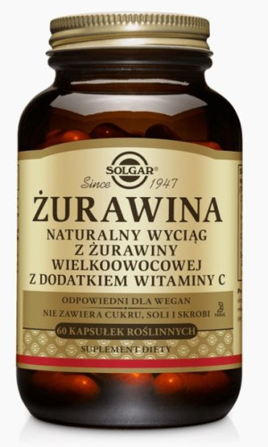 Solgar Żurawina wielkoowocowa 60 kapsułek - Długi termin ważności!