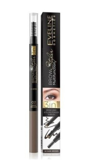 Eveline Brow Multifunction Styler kredka do brwi nr 02 Dark Brown 1 sztuka