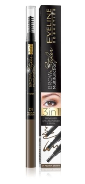 Eveline Brow Multifunction Styler kredka do brwi 3w1 medium brown 1 sztuka