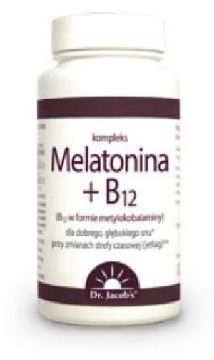 Dr Jacobs, Melatonina + B12, 60 tabletek - Długi termin ważności!