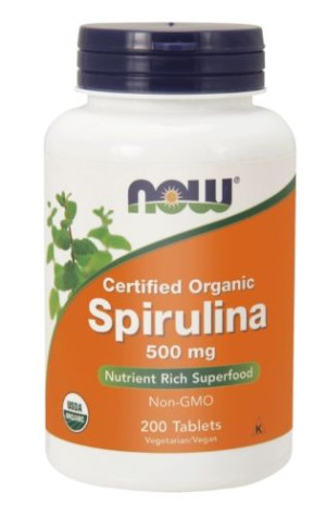 Now Foods, Spirulina, 500mg, 200 tabletek - Długi termin ważności!