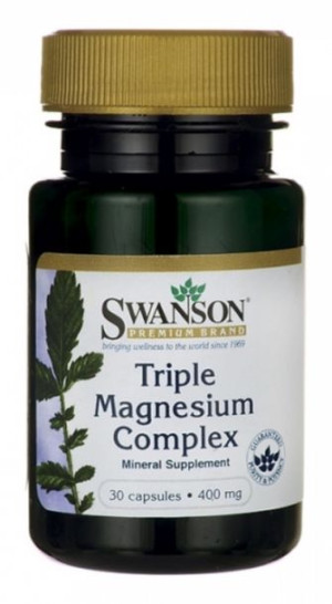 Swanson Triple Magnesium complex 400mg 30 kapsułek - Długi termin ważności!