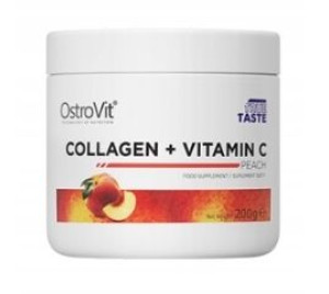 OstroVit, Collagen + Vitamin C, brzoskwinia, 200g - Długi termin ważności!