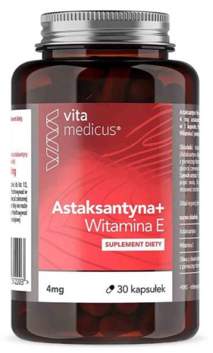 Astaksantyna + Witamina E VitaMedicus 30 kapsułek - Długi termin ważności!