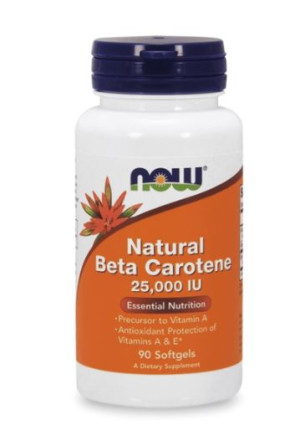 Now Foods, Beta Caroten 25,000 IU, 90 kapsułek - Długi termin ważności!