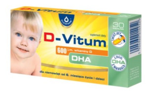 D-Vitum 600 j.m., witaminy D, DHA, 30 kapsułek - Długi termin ważności!