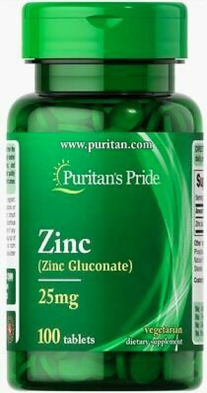 Puritan's Pride, Cynk 25mg, 100 tabletek - Długi termin ważności!