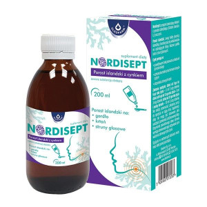 Nordisept, Porost islandzki z cynkiem, płyn, 200 ML - Długi termin ważności