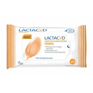 Lactacyd Femina chusteczki do higieny intymnej 15 sztuk - Długi termin ważn