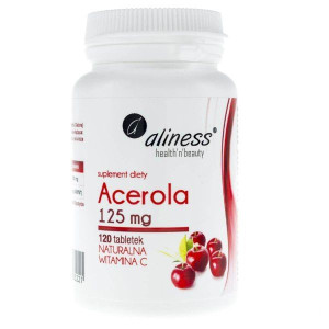 Aliness Acerola 125mg 120 tabletek - Długi termin ważności!