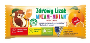 Zdrowy Lizak Mniam-Mniam o smaku pomarańczy, 1 sztuka - Długi termin ważnoś