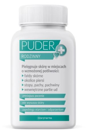 Puder rodzinny do ciała, pielęgnuje skórę w miejscach o wzmożonej potliwośc