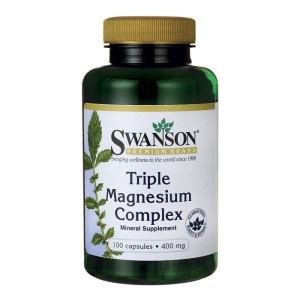 Swanson Triple Magnesium complex 400mg 100 kapsułek - Długi termin ważności