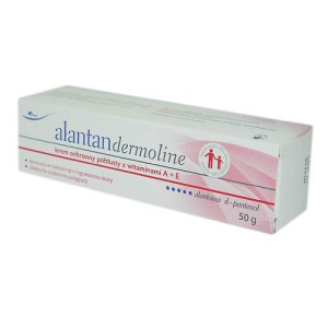 Alantan Dermoline Krem półtłusty z witaminami A+E 50g - Długi termin ważnoś