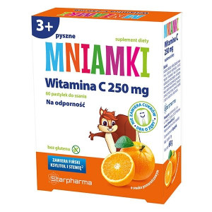 Mniamki, Witamina C, 250 mg, 60  pastylek do ssania - Długi termin ważności