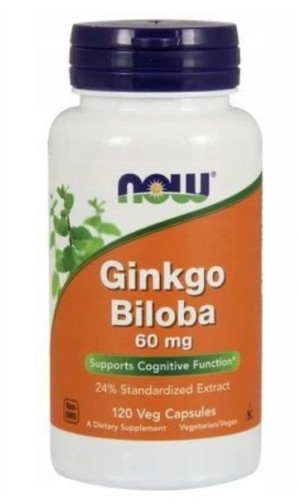 Now Foods, Ginkog Biloba, 60mg, 120 kapsułek - Długi termin ważności!
