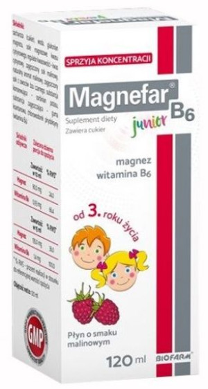 Magnefar B6 Junior płyn 120 ml - Długi termin ważności!