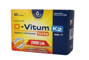 D-Vitum forte 2000 j.m. K2 60 kapsułek - Długi termin ważności!