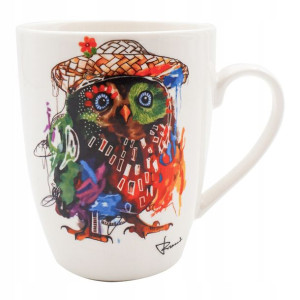 STYLOWY KUBEK PORCELANA Akwarela Art 390ml SOWA