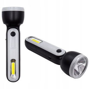 Latarka Akumulatorowa Ładowana 3w Led + 1w Cob 6h