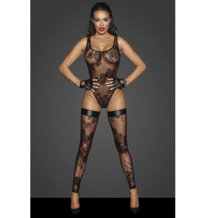 F242 Tulle body with patterned flock embroidery S