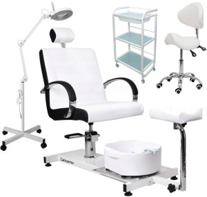 Fotel Do Pedicure Kosmetyczny Lampa Taboret Stolik