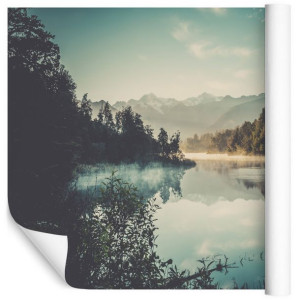 Fototapeta Do Sypialni LAS Góry Mgła Jezioro Pejzaż 90cm x 60cm