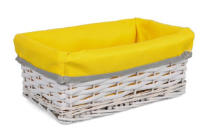 Wiklinowy Szary Koszyk Z Materiałem 26x16x10h Cm