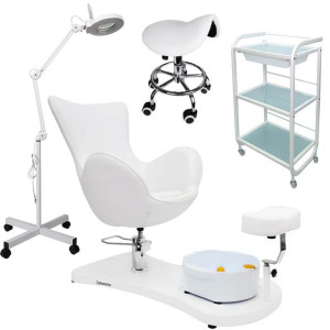 Fotel Do Pedicure Kosmetyczny Lampa Taboret Stolik