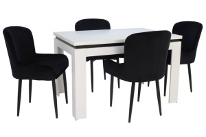 4 krzesła welur + stół 80x120/160 zestaw do salonu